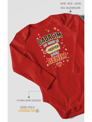 Babacım Bu Sene Ki Hediyen Geldi Benim Baskılı Bebek Zıbını – Çıtçıtlı Body | %100 Pamuk Uzun Kol