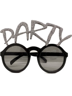 Mg Gümüş Simli Party Yazılı Parti Gözlüğü Show 15X7 cm