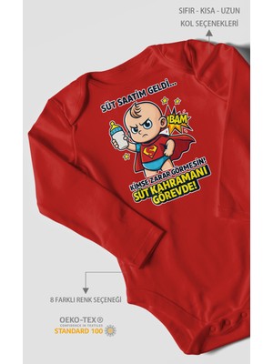 Morivo Kids Süt Saatim Geldi Kimse Zarar Görmesin Baskılı Bebek Zıbını – Çıtçıtlı Body | %100 Pamuk Uzun Kol