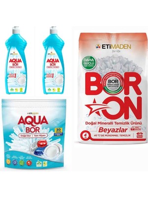 Aquabor Doğal Mineralli Bulaşık Deterjanı +Bor Mineralli Beyazlar Için Çamaşır Deterjanı