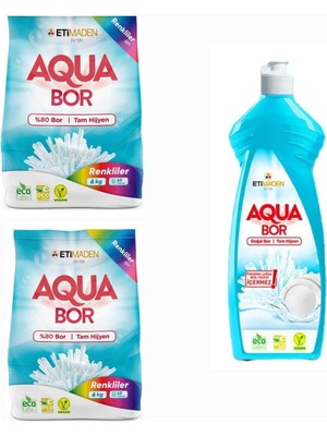 Eti Maden Aqubor Çamaşır Deterjanı Renkliler Için 80 Yıkama 12 Kg+ Aquabor Bulaşık Deterjanı 650 ml