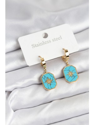 316L Çelik Gold Renk Kutup Yıldızı Model Kadın Küpe - Lisinya