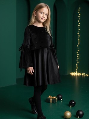 Ugly Duck Elbise Incili Kolları Fırfır Detaylı - Siyah