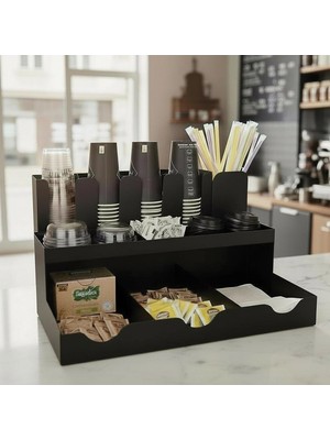 Decorelax 13 Bölmeli Bardaklıklı Self Servis Organizer - Çay ve Kahve Standı ile Düzenli Alanlar