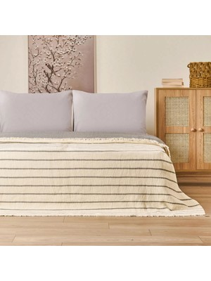 Matmel Soft Serena Tek Kişilik Yatak Örtüsü - Ekru / Antrasit - 170X230 cm