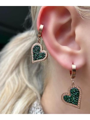 Alsade Kore Stil Kalp Zirkon Taş Çelik Sallantı Küpe