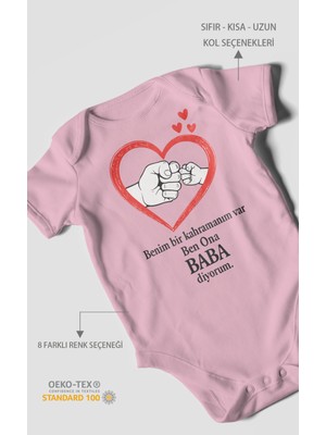 Morivo Kids Benim Bir Kahramanım Varc Ben Ona Baba Diyorum Baskılı Bebek Zıbını – Çıtçıtlı Body | Kısa Kol