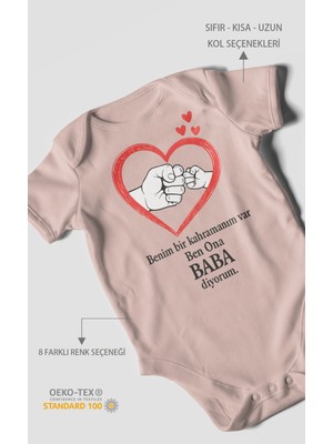 Morivo Kids Benim Bir Kahramanım Varc Ben Ona Baba Diyorum Baskılı Bebek Zıbını – Çıtçıtlı Body | Kısa Kol