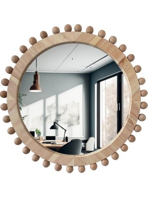 Around Me / Ahşap Çerçeveli Yuvarlak Dekoratif Ayna