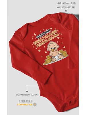 Dedemin Emekli Maaşını Yemeye Geldim Baskılı Bebek Zıbını – Çıtçıtlı Body | %100 Pamuk Uzun Kol