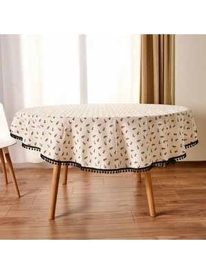 Matmel Soft Pine Yuvarlak Masa Örtüsü - Ekru - 150X150 cm