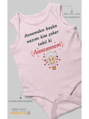 Morivo Kids Annemden Başka Nazımı Kim Çeker ? Tabiki Annanem V2 Baskılı Bebek Zıbını – Çıtçıtlı Body | Sıfır Kol