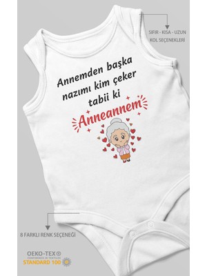 Morivo Kids Annemden Başka Nazımı Kim Çeker ? Tabiki Annanem V2 Baskılı Bebek Zıbını – Çıtçıtlı Body | Sıfır Kol