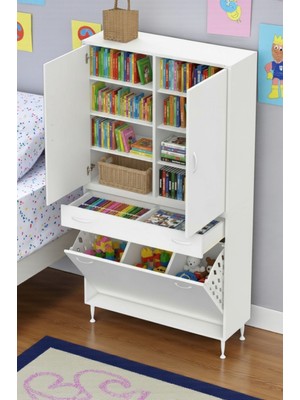 Eliusta Reli Dolap Beyaz Çok Kullanımlı 90 cm Eninde Banyo Dolabı 90X171X32,5 cm 2 Kapak 6 Raf Dolap