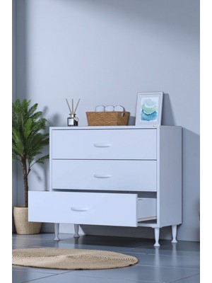 Eliusta Seçer 3 Çekmeceli 70 cm Banyo ve Mutfak Dolabı Beyaz 70X75X32,5 cm Çok Amaçlı Organizer Dolap