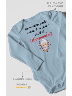 Morivo Kids Annemden Başka Nazımı Kim Çeker ? Tabiki Annanem V2 Baskılı Bebek Zıbını – Çıtçıtlı Body | Uzun Kol