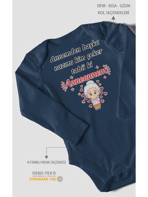 Morivo Kids Annemden Başka Nazımı Kim Çeker ? Tabiki Annanem V2 Baskılı Bebek Zıbını – Çıtçıtlı Body | Uzun Kol