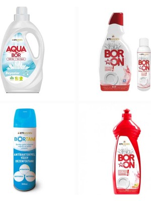 Aquabor Sıvı Deterjan Beyazlar Için 33 Yıkama+ Bulaşık Deterjanı Elde ve Makinede + Dezenfektan