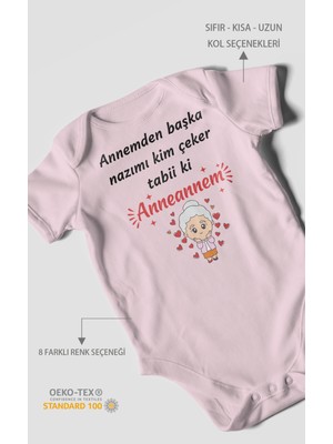 Morivo Kids Annemden Başka Nazımı Kim Çeker ? Tabiki Annanem V2 Baskılı Bebek Zıbını – Çıtçıtlı Body | Kısa Kol
