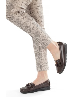 Artı Artı Ayakkabı ARTI-ARTI014-BB-501-PSK  Hakiki Deri Günlük Ortopedik Kadın Babet Kahverengi Ayakkabı