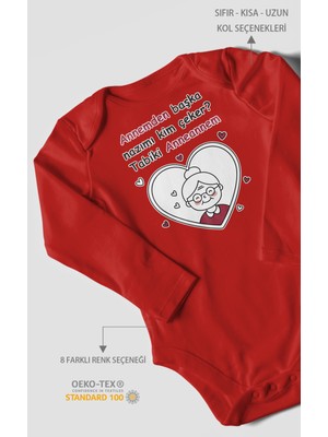 Morivo Kids Annemden Başka Nazımı Kim Çeker ? Tabiki Annanem Baskılı Bebek Zıbını – Çıtçıtlı Body | Uzun Kol
