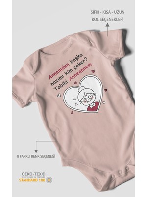 Morivo Kids Annemden Başka Nazımı Kim Çeker ? Tabiki Annanem Baskılı Bebek Zıbını – Çıtçıtlı Body | Kısa Kol