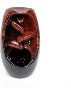 Lorvento Kırmızı Yaprak Seramik Backflow Tütsülük – Geri Akışlı Şelale Aromaterapi Buhurdanlık