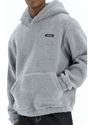 Genius Store Genıus Store Erkek Kapüşonlu Polar Sherpa Kuzu Kumaş Içi Şardonlu Kapüşonlu sweatshırt Sherpa-Kap