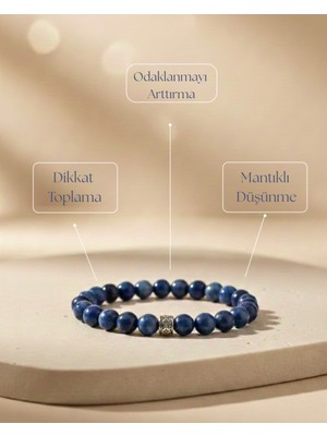 MMİF Mmif Doğal Sodalit Taşı Bileklik – Mavi Doğal Taş – Odak ve Sakinlik Bilekliği 8mm Unisex