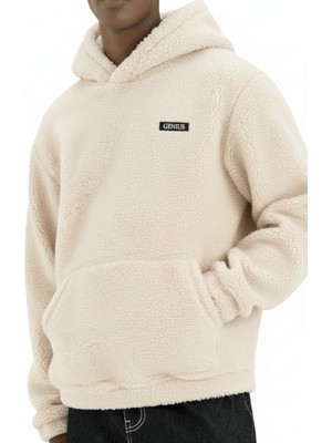 Genius Store Genıus Store Erkek Kapüşonlu Polar Sherpa Kuzu Kumaş Içi Şardonlu Kapüşonlu sweatshırt Sherpa-Kap