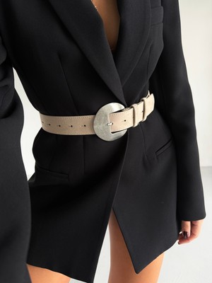 Fiori Süet Oval Tokalı Kadın Pantolon Kemeri, Ceket Kemeri, Elbise Kemeri, Gömlek Kemeri