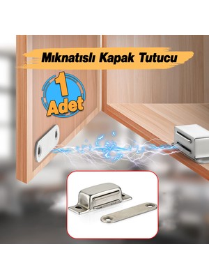 Badem10 Mıknatıslı Çıt Çıt 5 cm Paslanmaz Metal Kapak Tutucu Dolap Açılır Kapanır Çekmece Kapatma Mekanizma