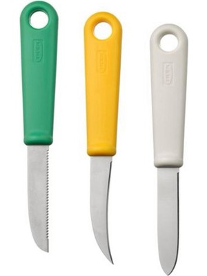 Ikea 3 Lü Soyma Bıçağı  Seti-Paslanmaz Çelik-Ergonomik-Meyvesebze Soyma ve Doğrama