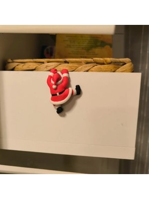 Hivhestin Tırmanan Noel Baba Figürü Yılbaşı Süsü - Raflar Için Özel Tasarım - 3'lü Set