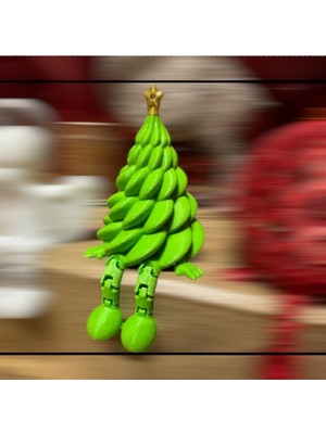Hivhestin Hareketli Bacaklı Sehpa Kenarı Yılbaşı Ağacı Dekoru (3'lü Set) - 3D Baskı Pla