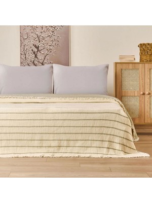 Matmel Soft Serena Tek Kişilik Yatak Örtüsü - Ekru / Haki - 170X230 cm