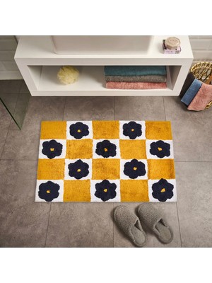 Matmel Soft Tufting Heart Banyo Paspası - Hardal / Ekru - 60X90 cm