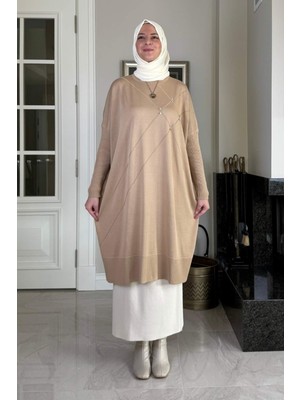 Rabia Şamlı Melda Triko Tunik Bej