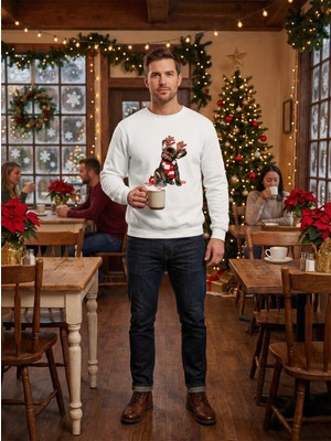 Noel Işıltısı Sweatshirt Beyaz