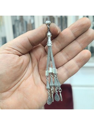 OltutaşıMarket Tesbih Için 4 Dal Gümüş Kaplama Püskül 10,5 cm