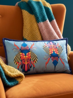 Rahan Design Hayvan Desenli Çok Renkli Çift Taraflı Süet Dikdörtgen Kırlent Kılıfı - 30X50CM - Kırlent Kılıfı