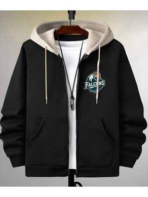 Newcabin.35 Yeni Sezon 3iplik Premium Kumaş Falcons Baskılı Tam Fermuarlı Sweatshirt
