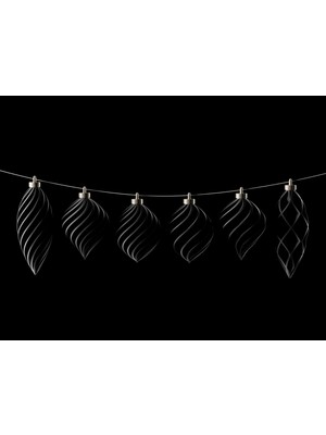 Antilop Yılbaşı Ağaç Süsü Aurevolv – Spiral Tasarım Premium 3D Baskı Dekoratif Noel Süsü 6'lı Set