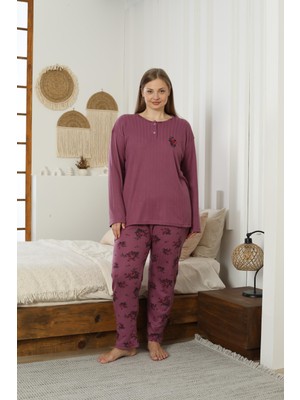 Mutlu City Kadın Orta Yaş ve Üzeri Regular Yüksek Kalite Büyük Beden Pamuk Anne Pijama Takımı 4550