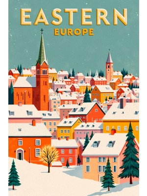 Doğu Avrupa Kış Şehirleri Kanvas Tablo