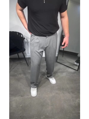 Erkek Pileli Kumaş Baggy Pantolon