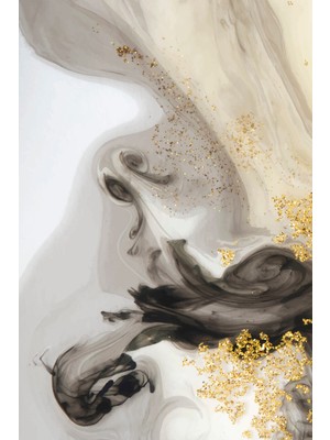 Altın Detaylı Akışkan Soyut Kanvas Tablo