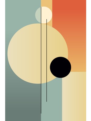 Pastel Yeşil ve Turuncu Tonlarda Modern Geometrik Kanvas Tablo