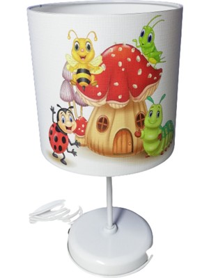 Feyza Design Beyaz Metal Ayaklı Çocuk ve Bebek Odası Abajuru, Şık ve Modern Tasarım