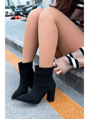 I Love Shoes Miren Kadın Topuklu Bot Siyah Süet